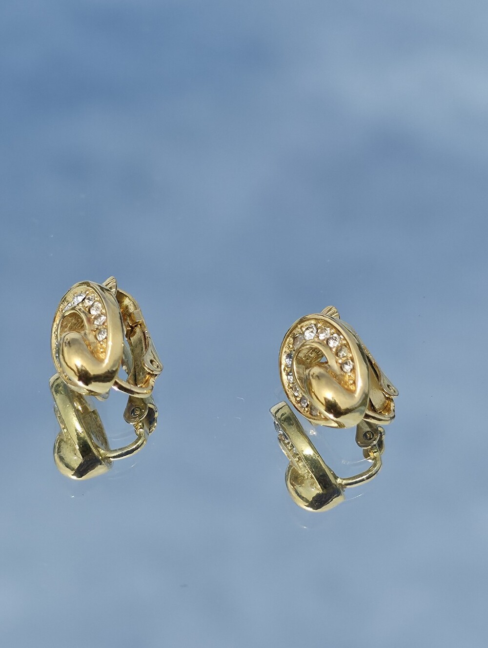 Authentic Vintage Christian Dior Gold Tone Rhinestone Clip-On Earrings - Picture 10 of 14